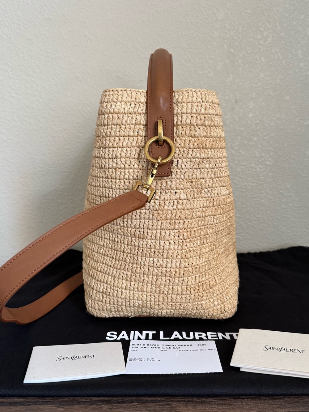 SAINT LAURENT Raffia Le 37 Two Way Bag - Picture 5 of 11